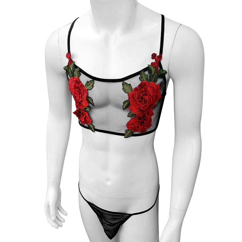 Sexy Embroidery Mens See Throu - đánh giá và giá Sheer Bra Lace